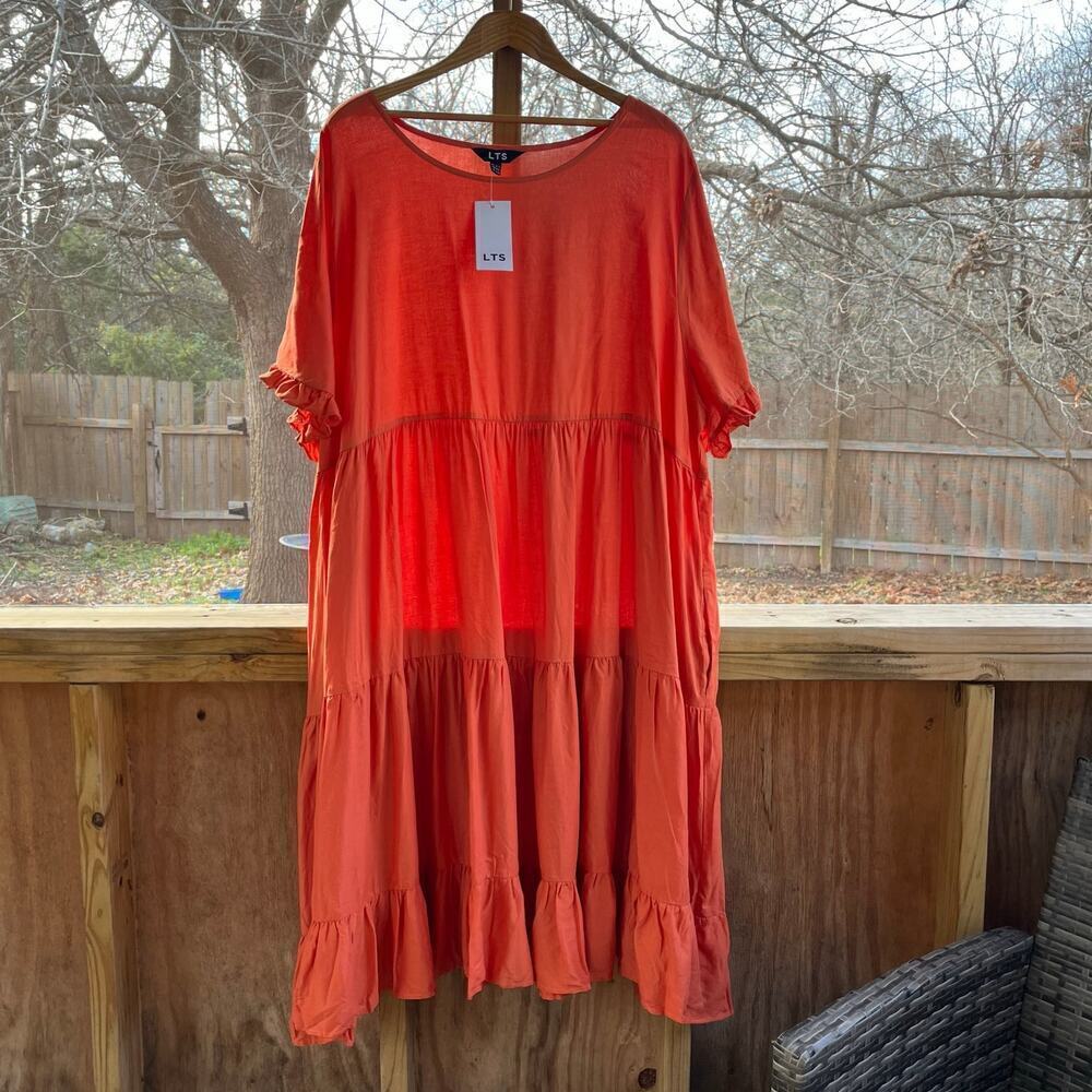 Long Tall Sally Women's Orange Tiered Ruffled Maternity Dress Size 22-24. NEW